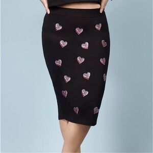 Torrid Rebel Wilson Black Rebel Love Heart Midi Pencil Skirt Size 2 (18/20)